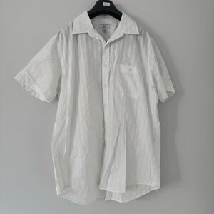 Club Room White Shirt Men’s XL Textured Slim Fit Button Down Short Sleeves